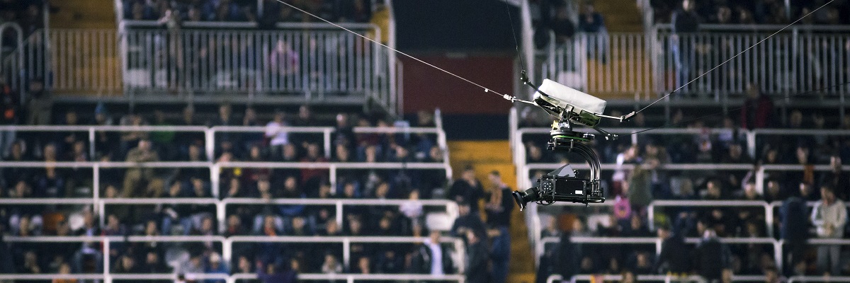 VALENCIA, SPAIN - FEBRUARY 22: Spidercam during La Liga soccer match between Valencia CF and Real Madrid at Mestalla Stadium on February 22, 2017 in Valencia, Spain